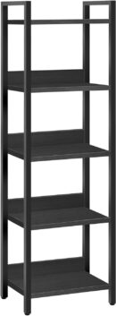 5-Tier Bookshelf, Bookcase, Shelves Organizer for Small Spaces, Storage Shelf Organizer, for Living Room, Bedroom, Study, Balcony, Black