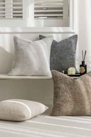 Neutral Decorative Throw Pillow Covers 18x18 Inch for Living Room Couch Bed Sofa Farmhouse Boho Home Decor Set of 4 Soft Corduroy Accent Luxury Cushion Cases (18x18, Neutral)