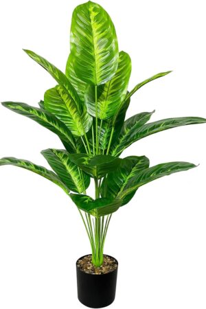 Artificial Plants in Pots Large Fake Tree Floor Faux Tropical Plants Decorative Greenry House Potted Tall for Home Office Living Room Decor Indoor Garden Outdoor (80cm Tropical Banana)