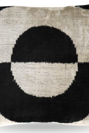 Luxury Black & White Abstract Velvet Throw Pillow - Handmade Decorative Cushion, 16x16 Inch, Down Feather Insert, Modern Minimalist Accent Pillow for Sofa, Couch & Bed