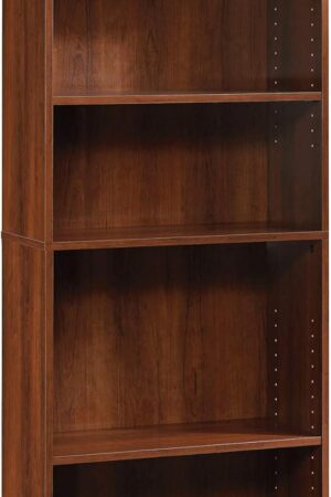 5-Shelf Bookcase, Bookshelf with Adjustable Storage Shelves, in Brook Cherry