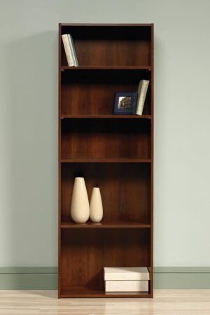 5-Shelf Bookcase, Bookshelf with Adjustable Storage Shelves, in Brook Cherry