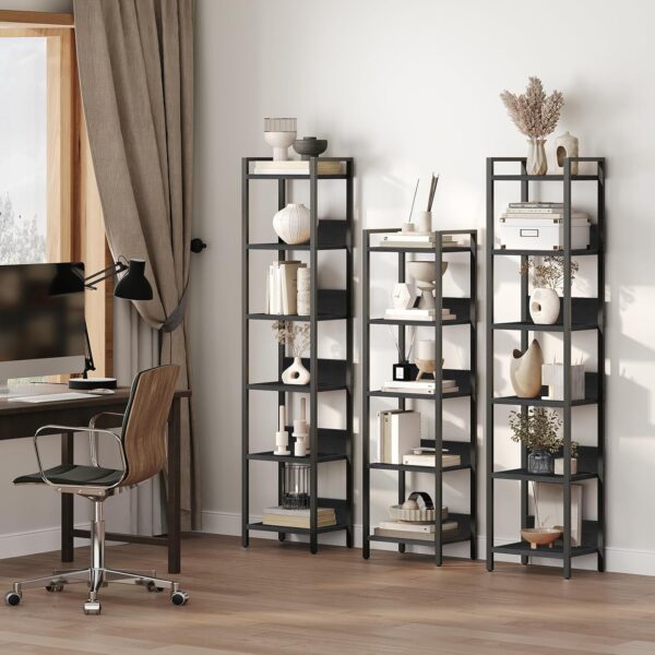 5-Tier Bookshelf, Bookcase, Shelves Organizer for Small Spaces, Storage Shelf Organizer, for Living Room, Bedroom, Study, Balcony, Black - Image 2