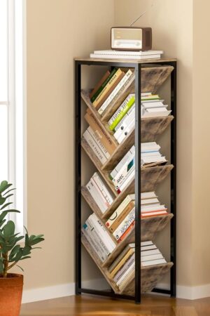 Tree Bookshelf - 9 Tier Floor Standing Tree Bookshelf for Hardcover Books, Small Bookshelf for Small Spaces Bookshelves Wooden Book Storage Organizer Shelves for Bedroom Living Room