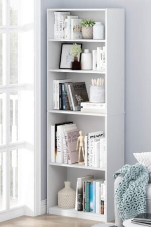 5-Shelf Bookcase, 5-Tier, White