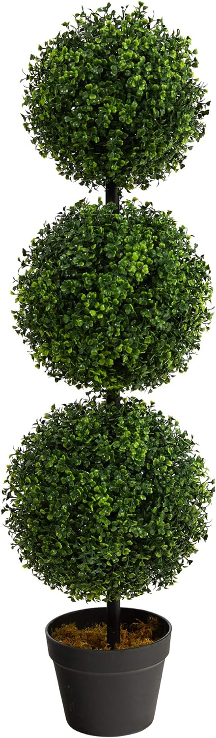 3ft. Artificial Triple Ball Boxwood Topiary Tree (Indoor/Outdoor) T2021, Green